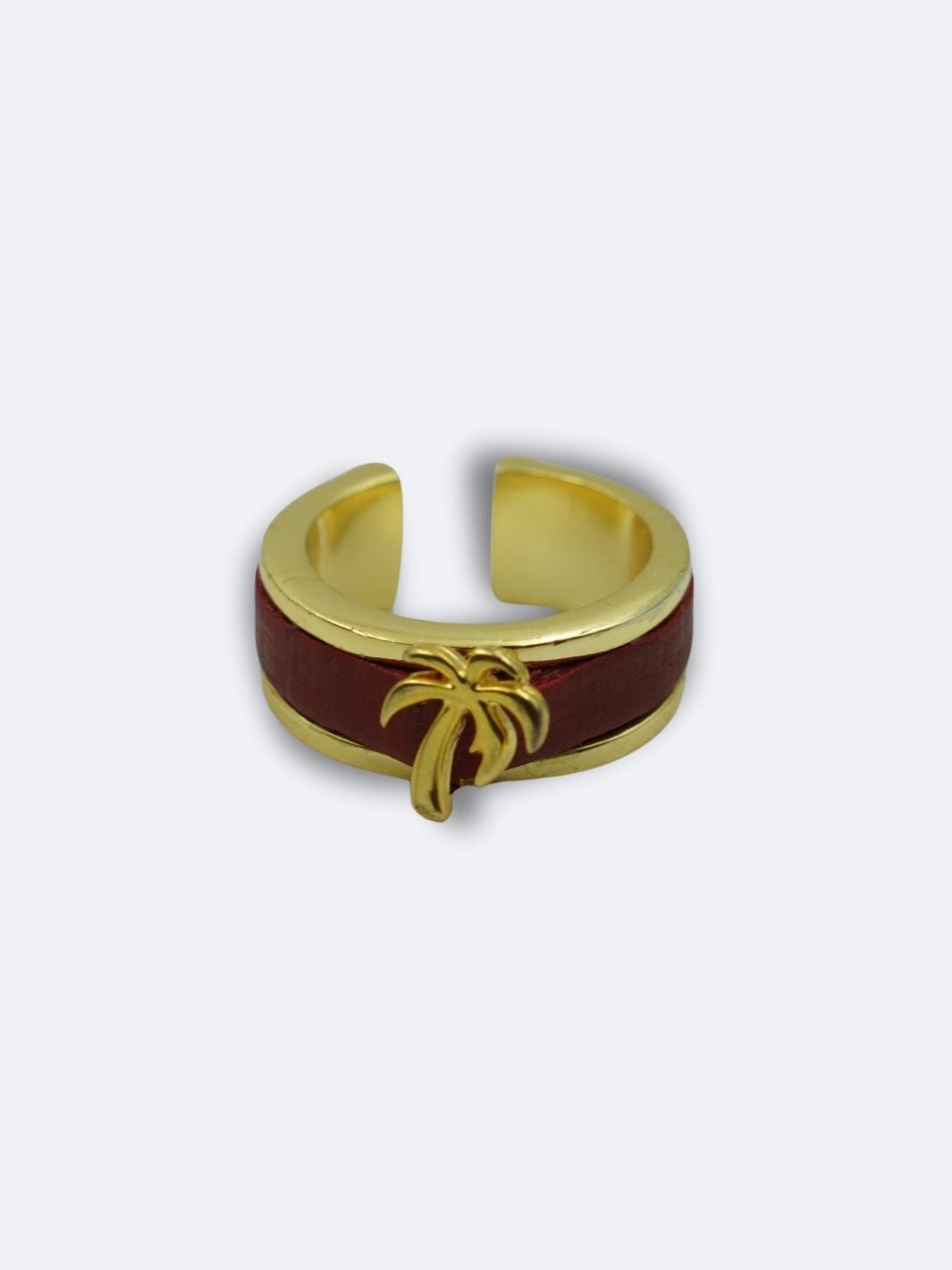 Coconut  Palm Tree in 18K Adjustable Gold Cuff Ring